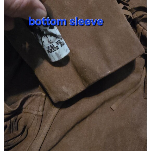 Leather Suede Jacket Womens SZ L Fringe Western Grunge Cowgirl WSpice Rustic - Picture 9 of 16